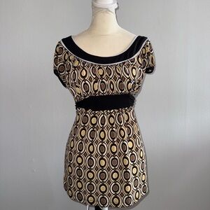 Speechless Black and Gold Geometric Blouse